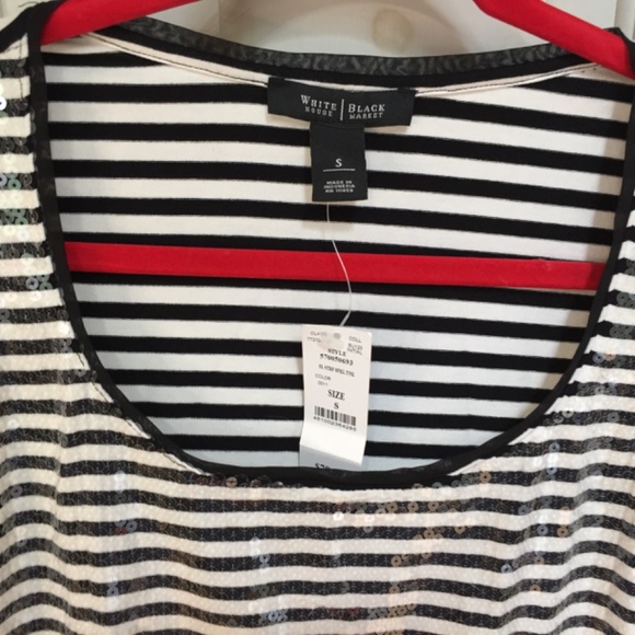 White House Black Market Striped Sequin Tank Top~ NWT - Picture 4 of 16